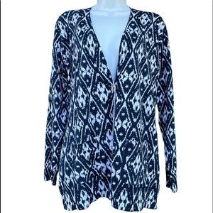 Grace Elements | Women's Boyfriend Cardigan Navy White Long Sleeve